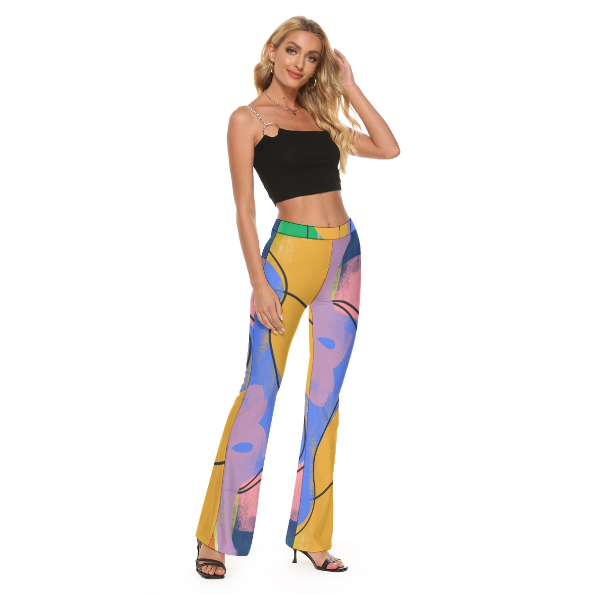 All-Over Print Women's Skinny Flare Pants - Image 2