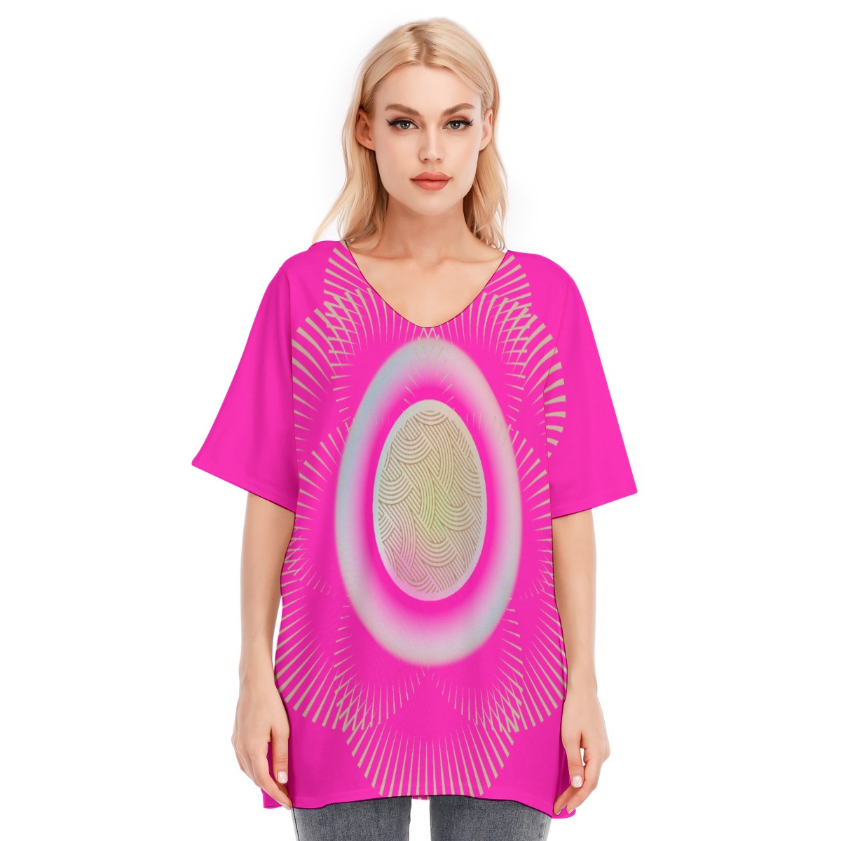 All-Over Print Women's Bat Sleeves Blouse | 190GSM Cotton