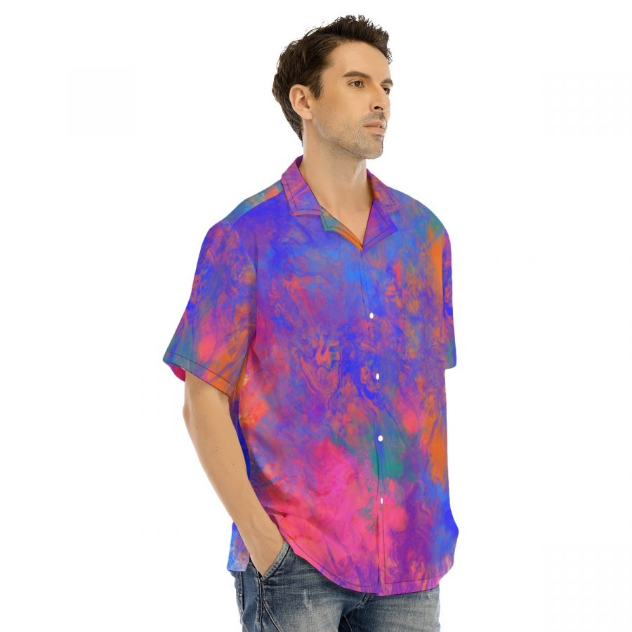 All-Over Print Men's Hawaiian Shirt With Button Closure - Image 2