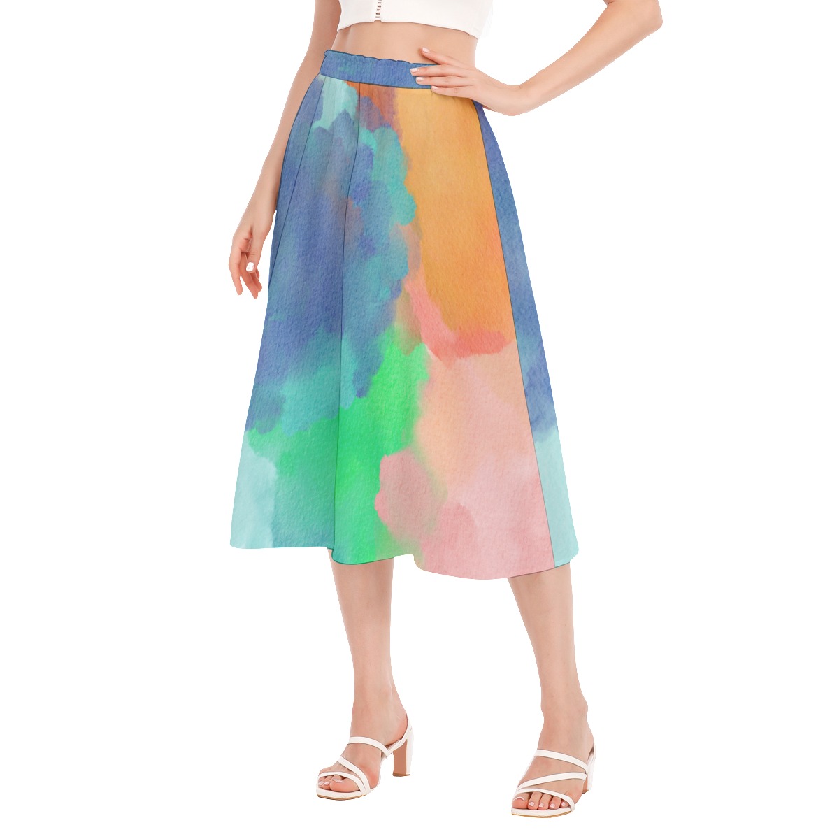 All-Over Print Women's Long Section Chiffon Skirt - Image 3