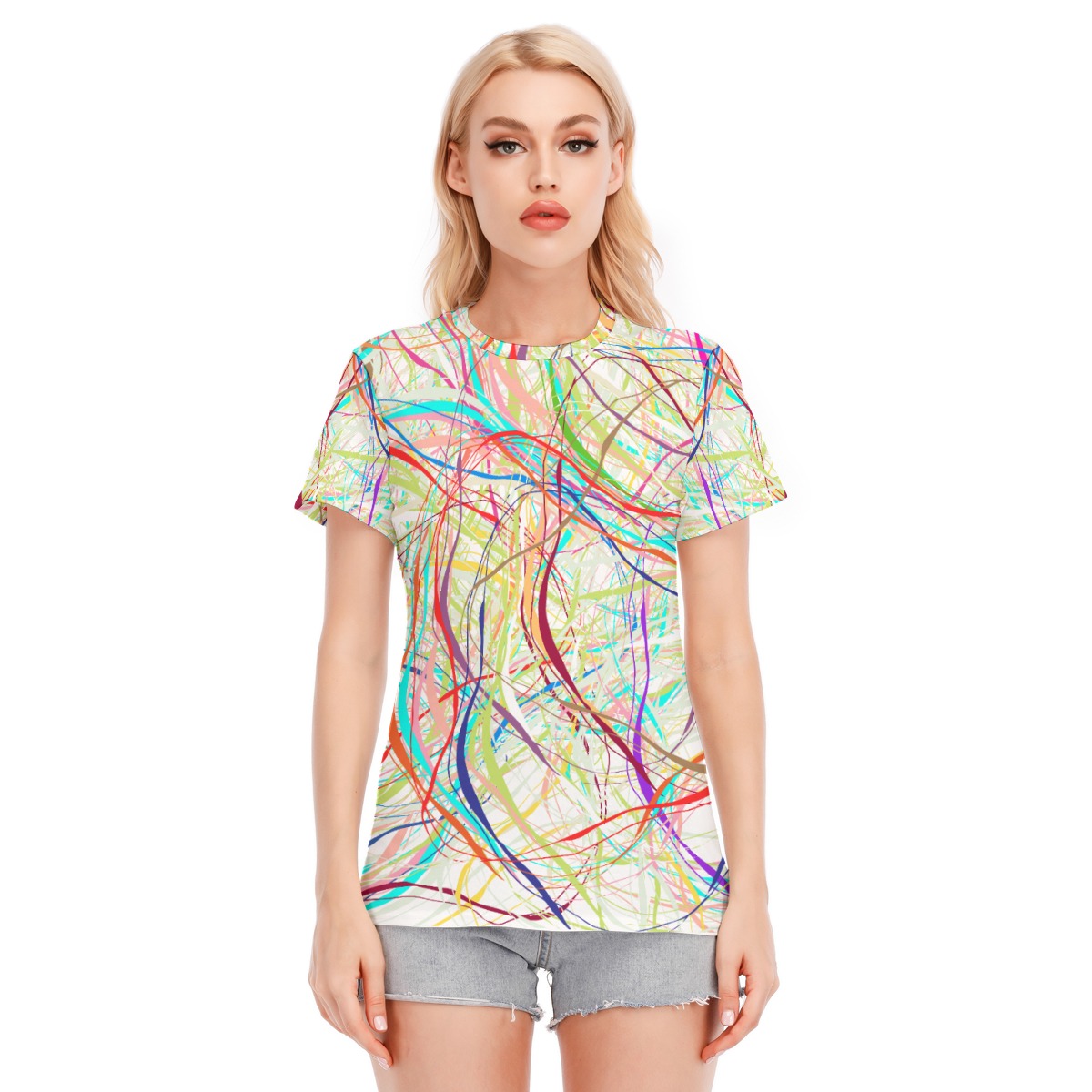 All-Over Print Women's Round Neck T-Shirt | 190GSM Cotton