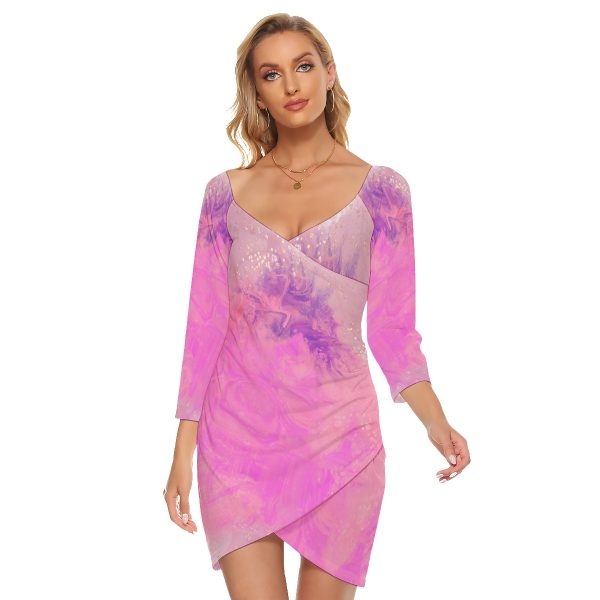 All-Over Print Women's Off-shoulder Long Sleeve Dress