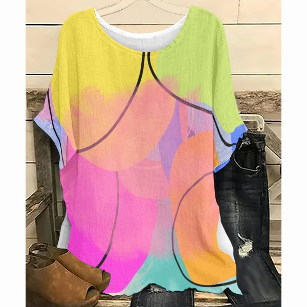 All-Over Print Women's T-shirt with Bat Sleeve