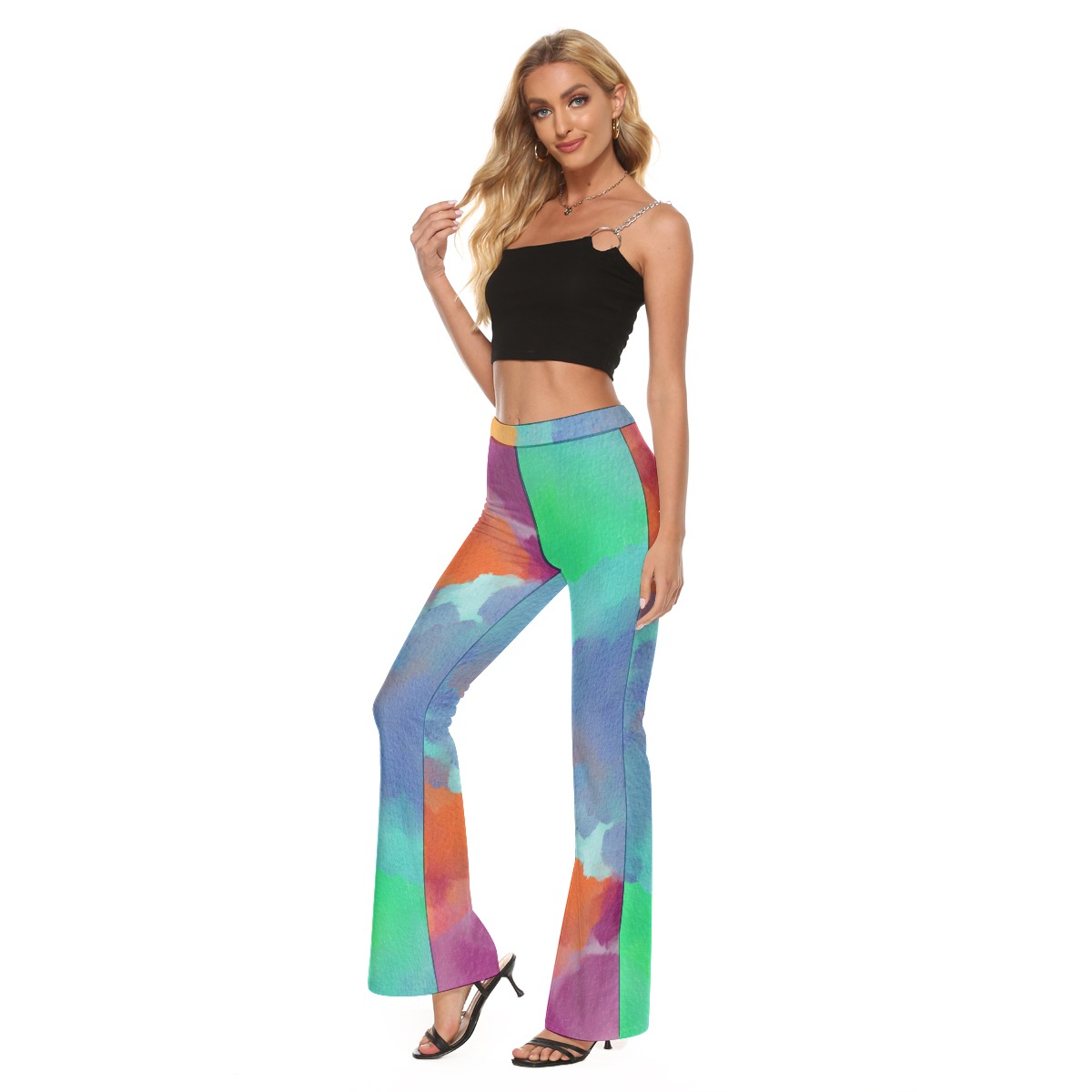 All-Over Print Women's Skinny Flare Pants - Image 3