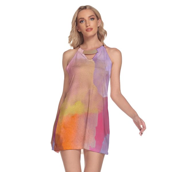 All-Over Print Women's Round Neck Above Knee Dress