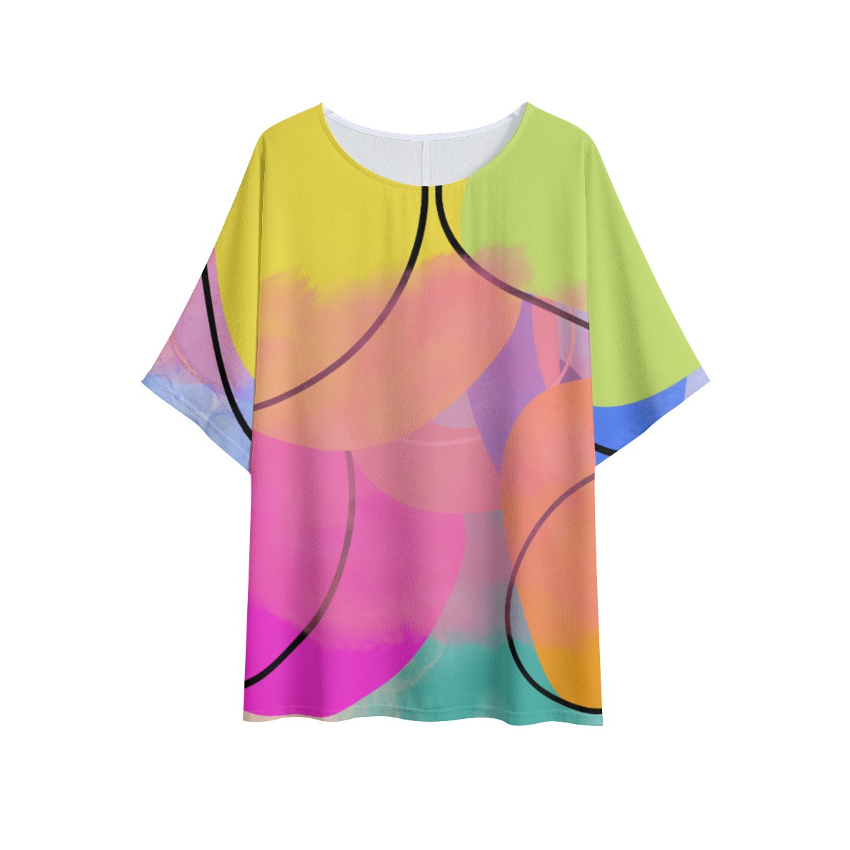 All-Over Print Women's T-shirt with Bat Sleeve - Image 2