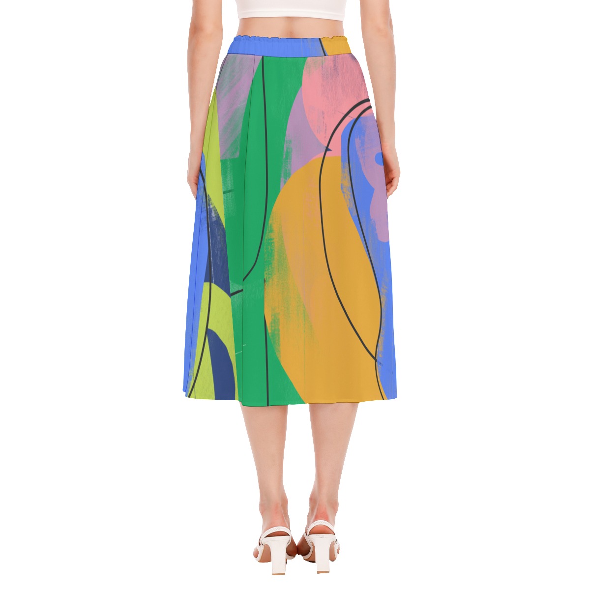 All-Over Print Women's Long Section Chiffon Skirt - Image 4