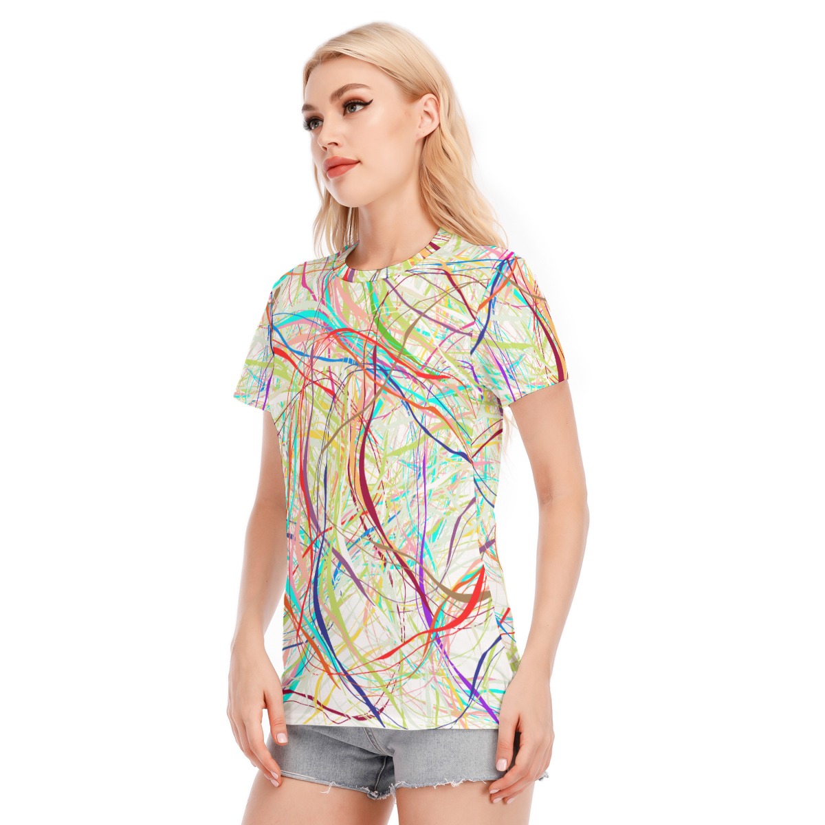 All-Over Print Women's Round Neck T-Shirt | 190GSM Cotton - Image 3