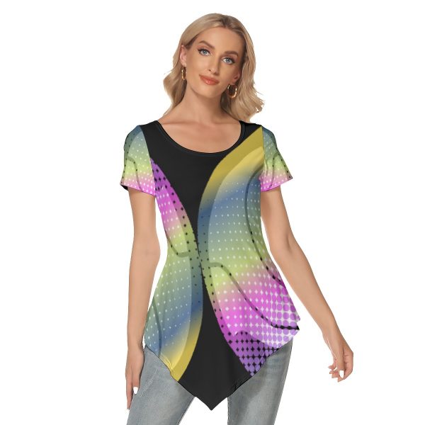 All-Over Print Women's Irregular Hem Short Sleeve T-shirt