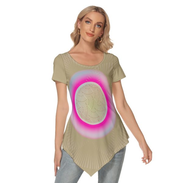 All-Over Print Women's Irregular Hem Short Sleeve T-shirt