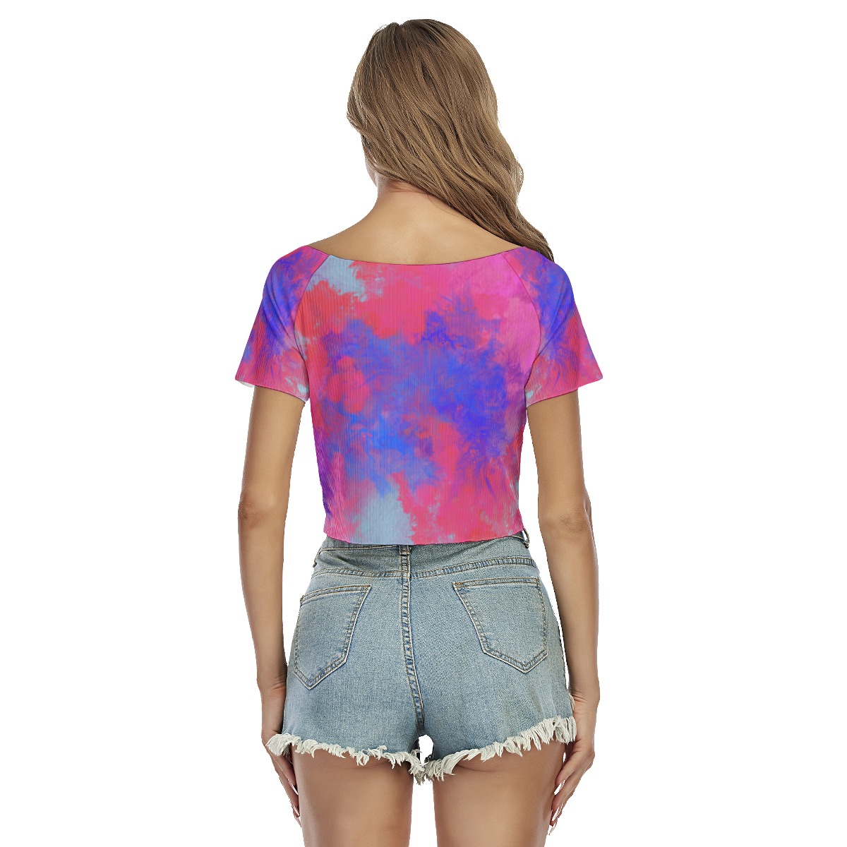 All-Over Print Women's Raglan Drawstring Front Crop Tee - Image 4