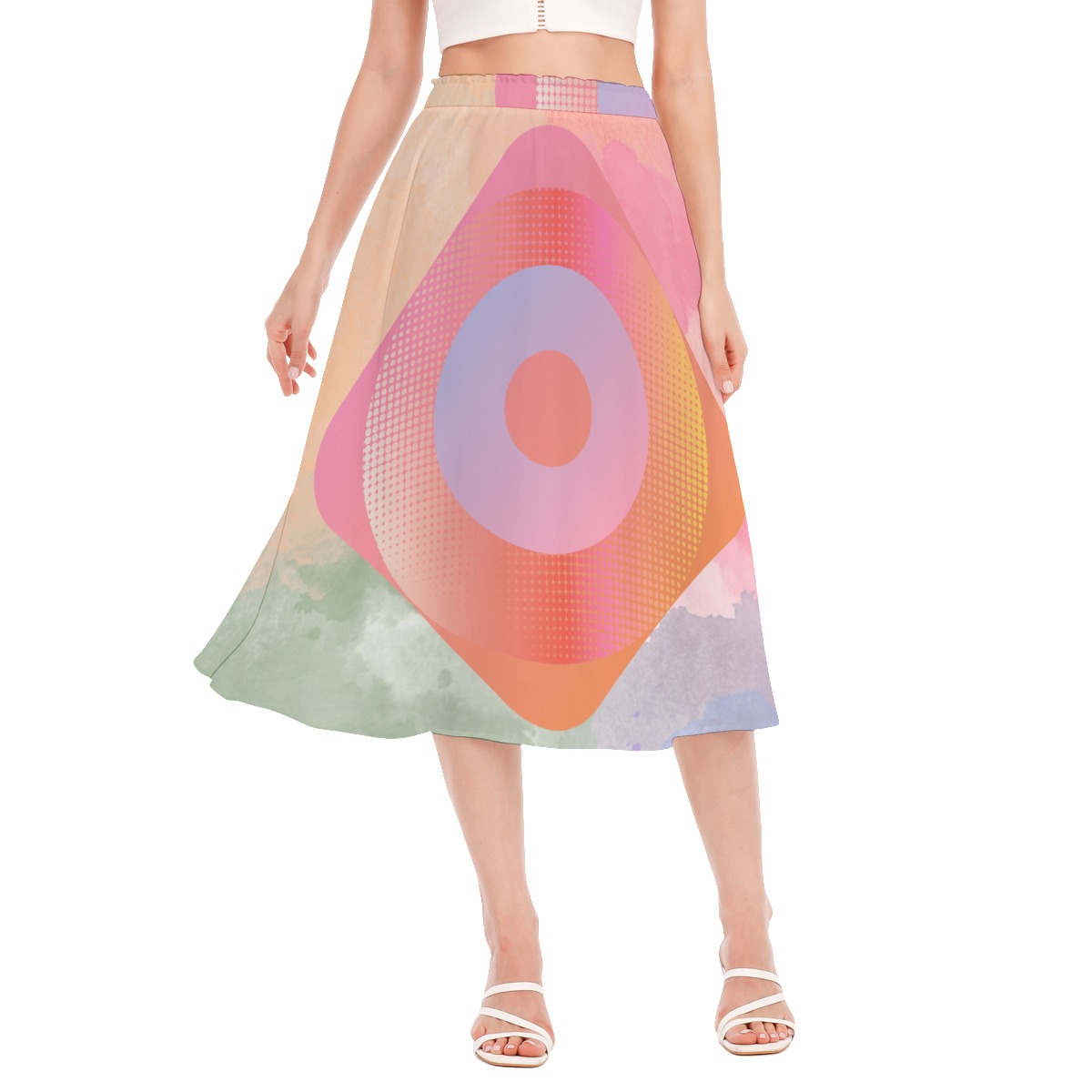 All-Over Print Women's Long Section Chiffon Skirt