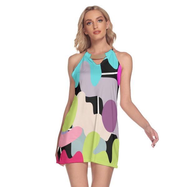 All-Over Print Women's Round Neck Above Knee Dress