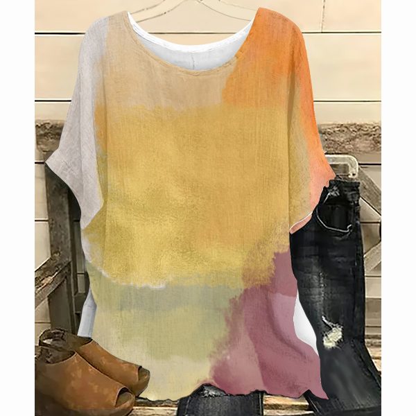 All-Over Print Women's T-shirt with Bat Sleeve