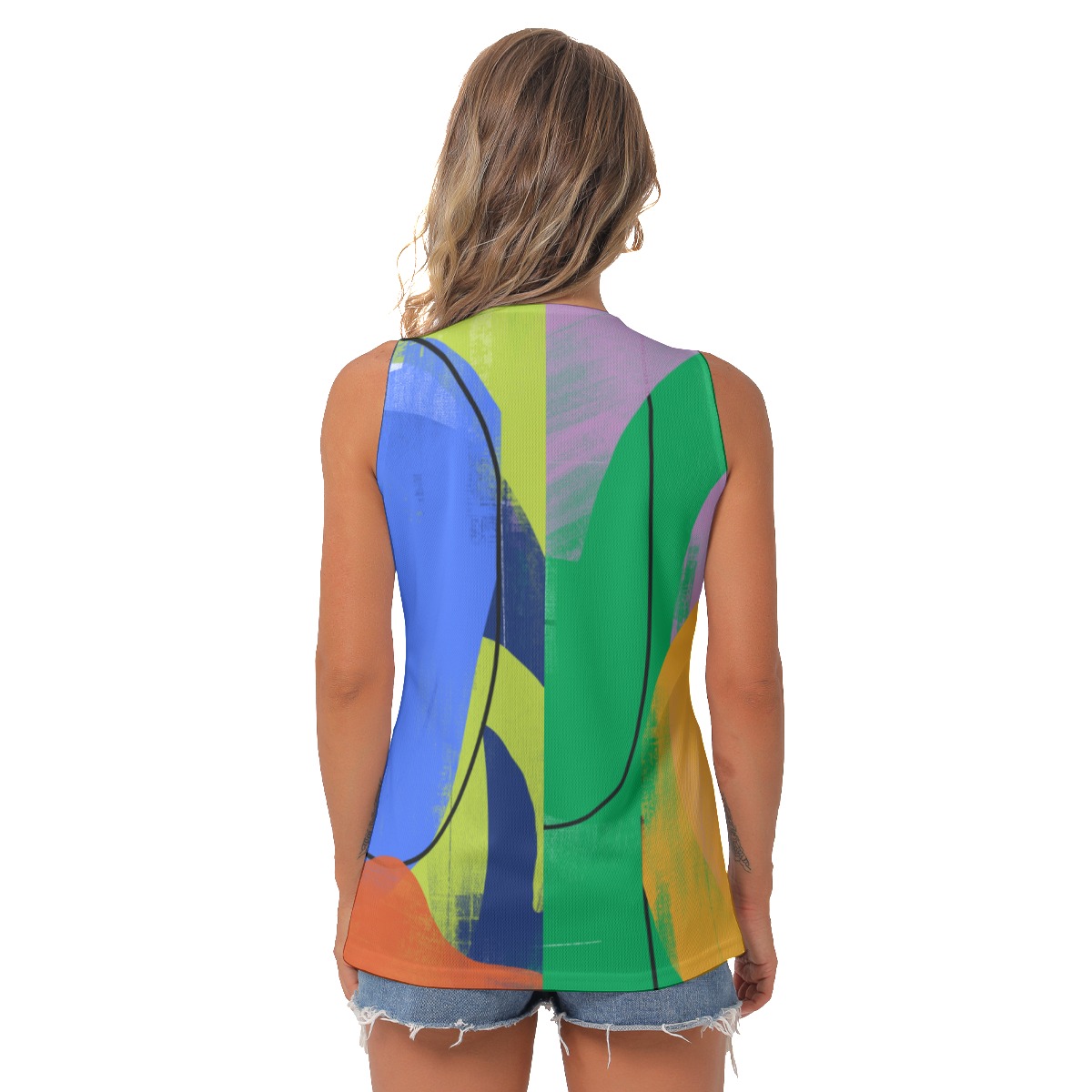All-Over Print Women's Button Sleeveless Vest - Image 4