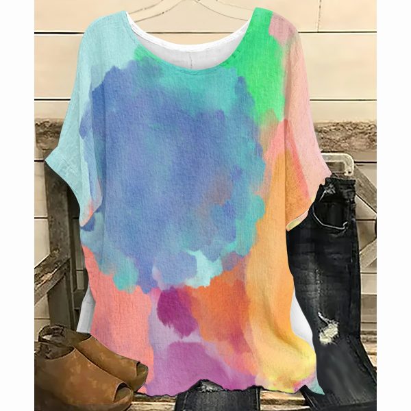 All-Over Print Women's T-shirt with Bat Sleeve