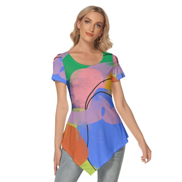 All-Over Print Women's Irregular Hem Short Sleeve T-shirt