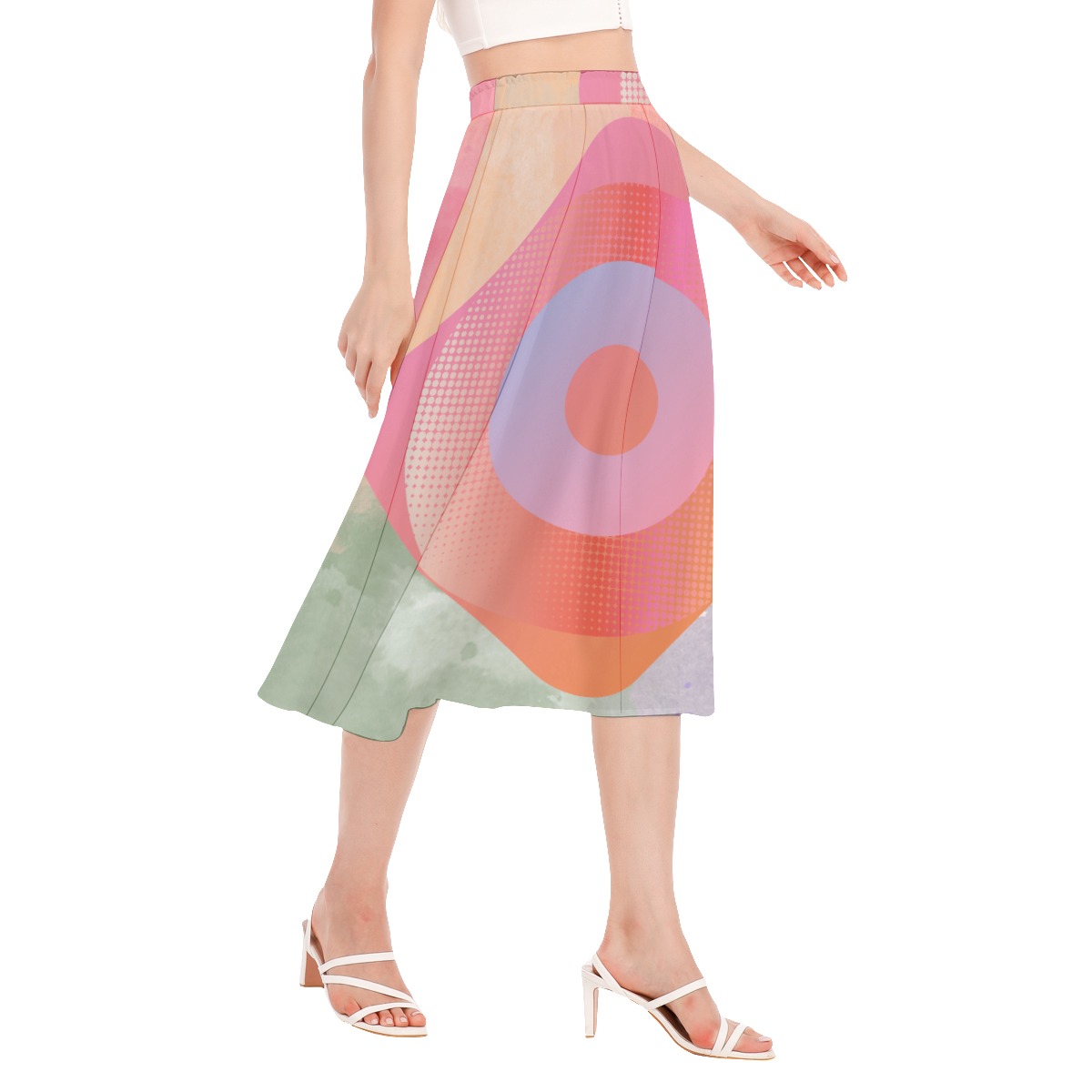 All-Over Print Women's Long Section Chiffon Skirt - Image 2