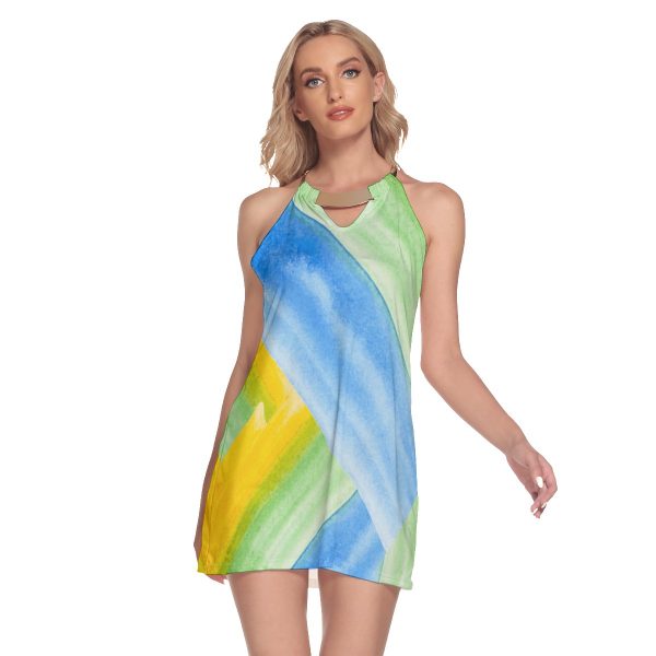 All-Over Print Women's Round Neck Above Knee Dress