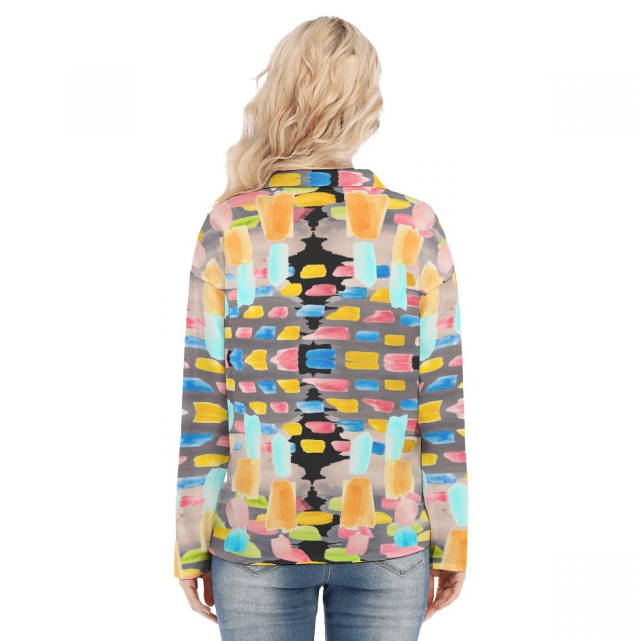 All-Over Print Women's Shirt Collar Blouse - Image 4