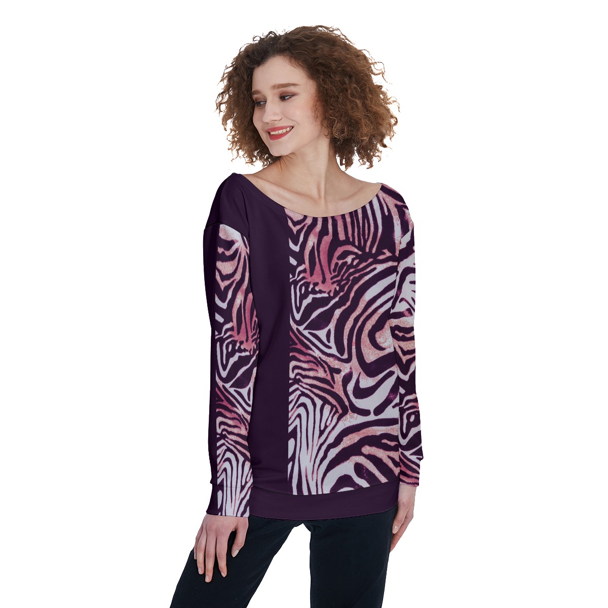 All-Over Print Women's Off-Shoulder Sweatshirt - Image 2