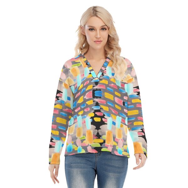 All-Over Print Women's Shirt Collar Blouse