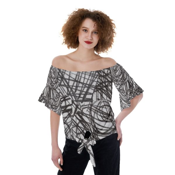 All-Over Print Off-Shoulder Blouse