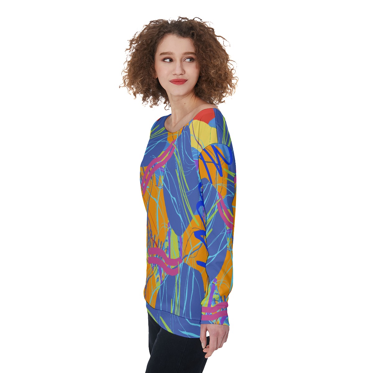 All-Over Print Women's Off-Shoulder Sweatshirt - Image 3