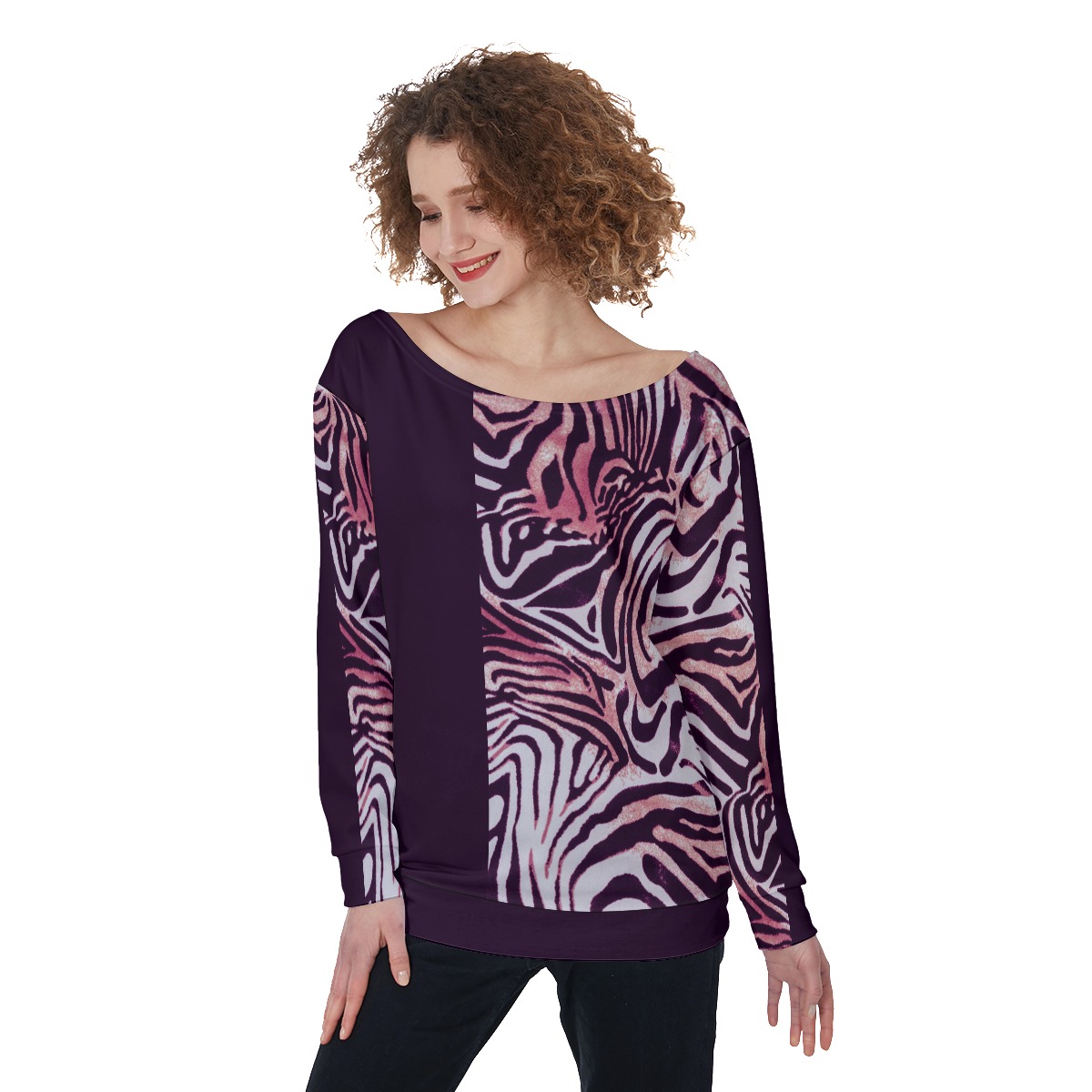 All-Over Print Women's Off-Shoulder Sweatshirt