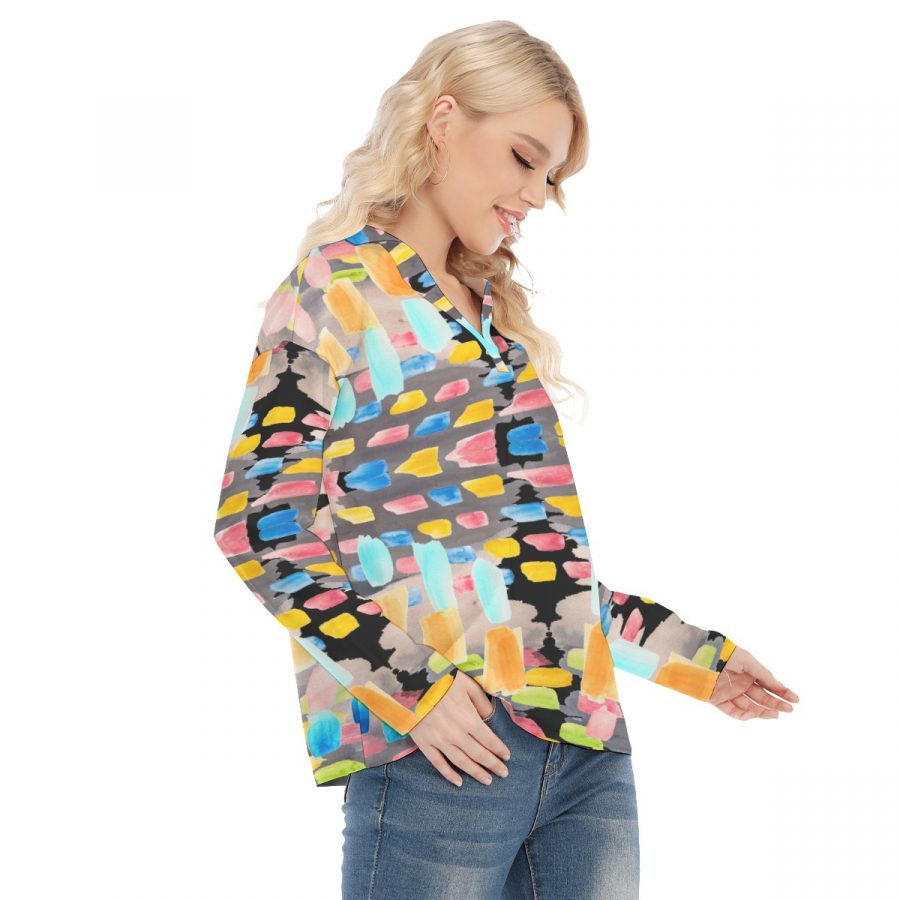 All-Over Print Women's Shirt Collar Blouse - Image 2