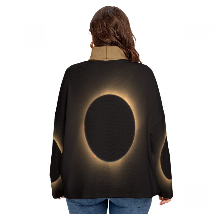All-Over Print Women's Turtleneck Imitation Knitted Sweater (Plus Size) - Image 4
