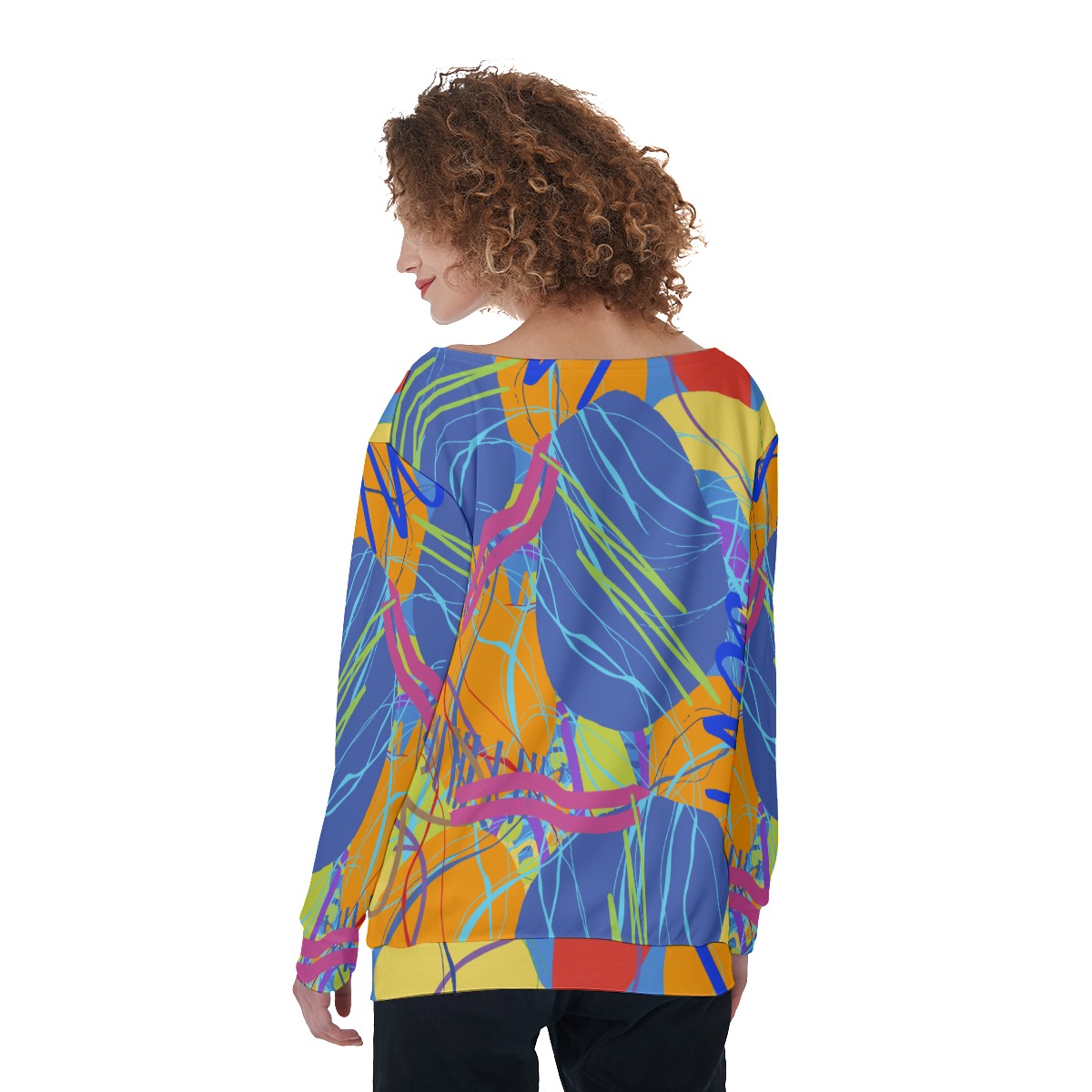 All-Over Print Women's Off-Shoulder Sweatshirt - Image 4