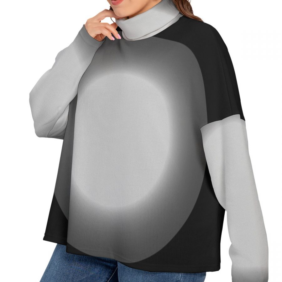 All-Over Print Women's Turtleneck Imitation Knitted Sweater (Plus Size) - Image 3