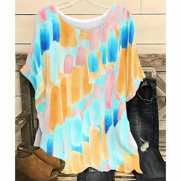 All-Over Print Women's T-shirt with Bat Sleeve