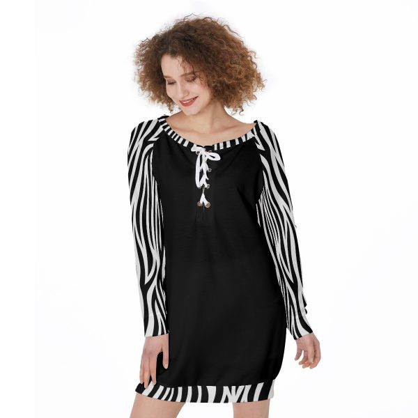 All-Over Print Women's Lace-Up Sweatshirt