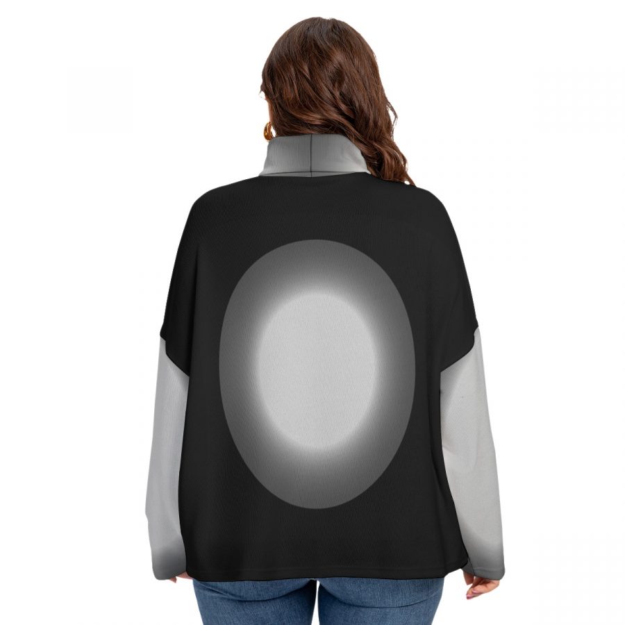 All-Over Print Women's Turtleneck Imitation Knitted Sweater (Plus Size) - Image 4
