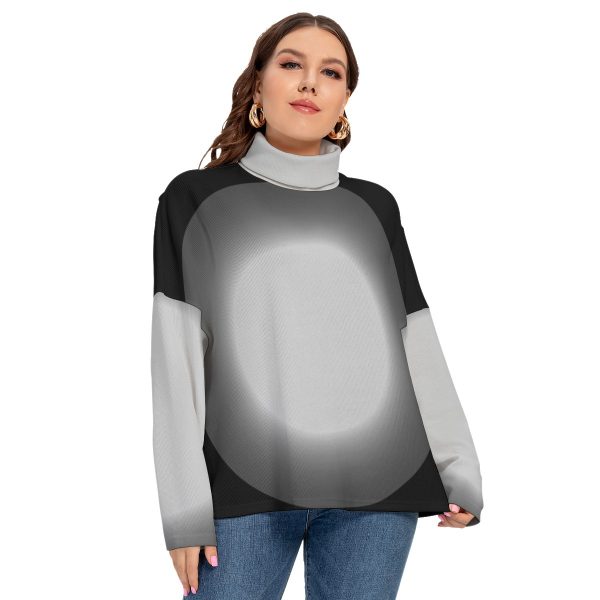 All-Over Print Women's Turtleneck Imitation Knitted Sweater (Plus Size)