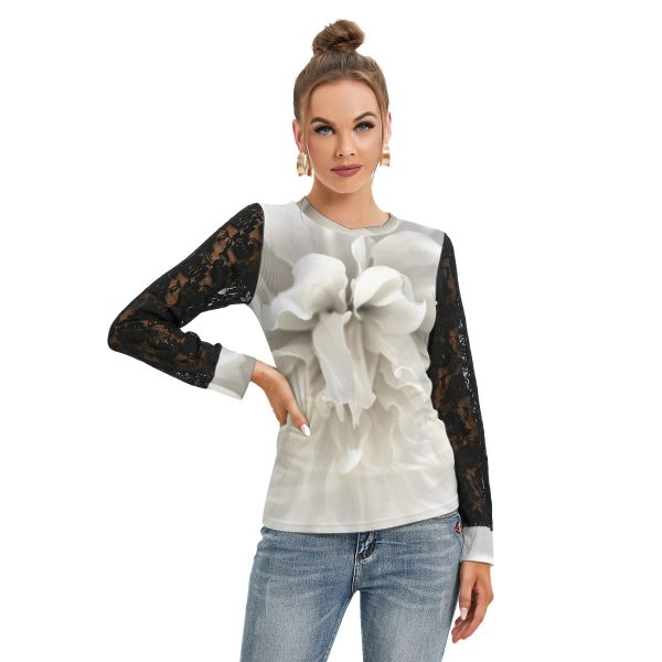 All-Over Print Women's T-shirt And Sleeve With Black Lace