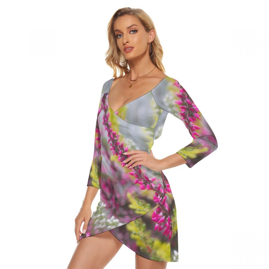 All-Over Print Women's Off-shoulder Long Sleeve Dress - Image 2