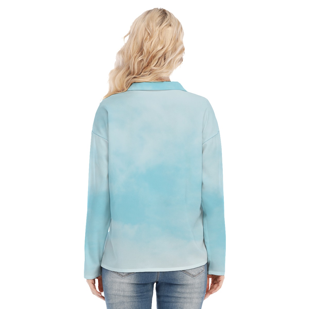 All-Over Print Women's Shirt Collar Blouse | Jersey - Image 4