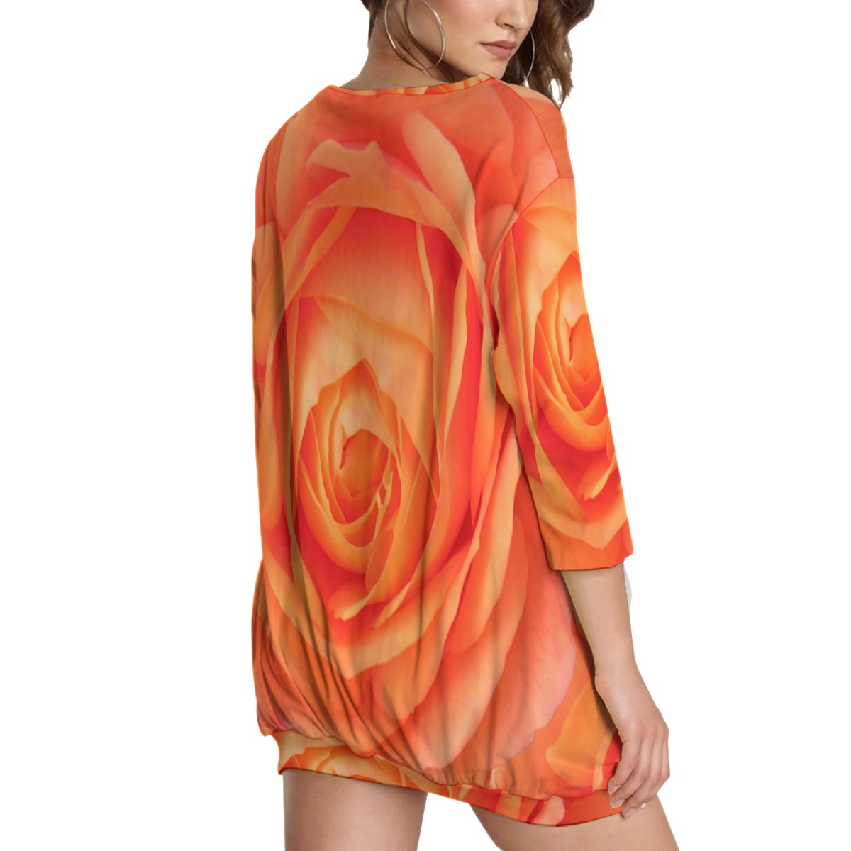 All-Over Print Women's Sweatshirt With Irregular Pleated Hem - Image 4