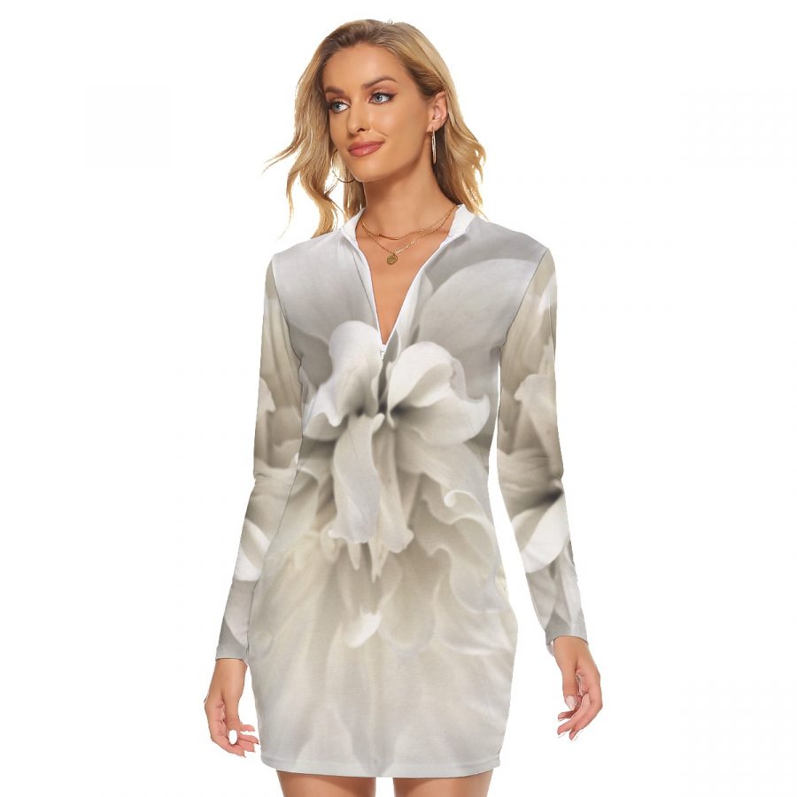 All-Over Print Women's Zip Front Tight Dress