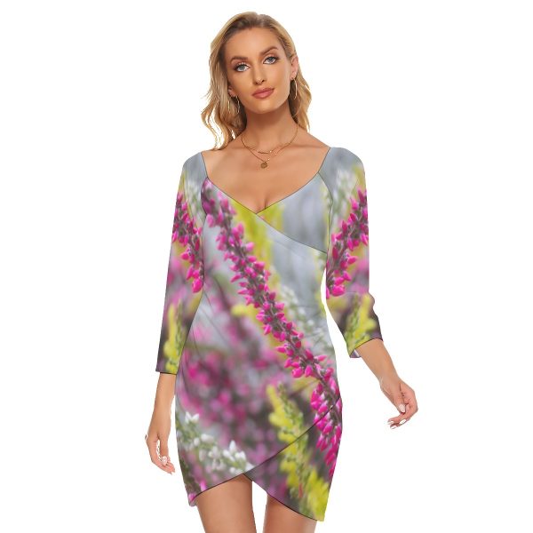All-Over Print Women's Off-shoulder Long Sleeve Dress