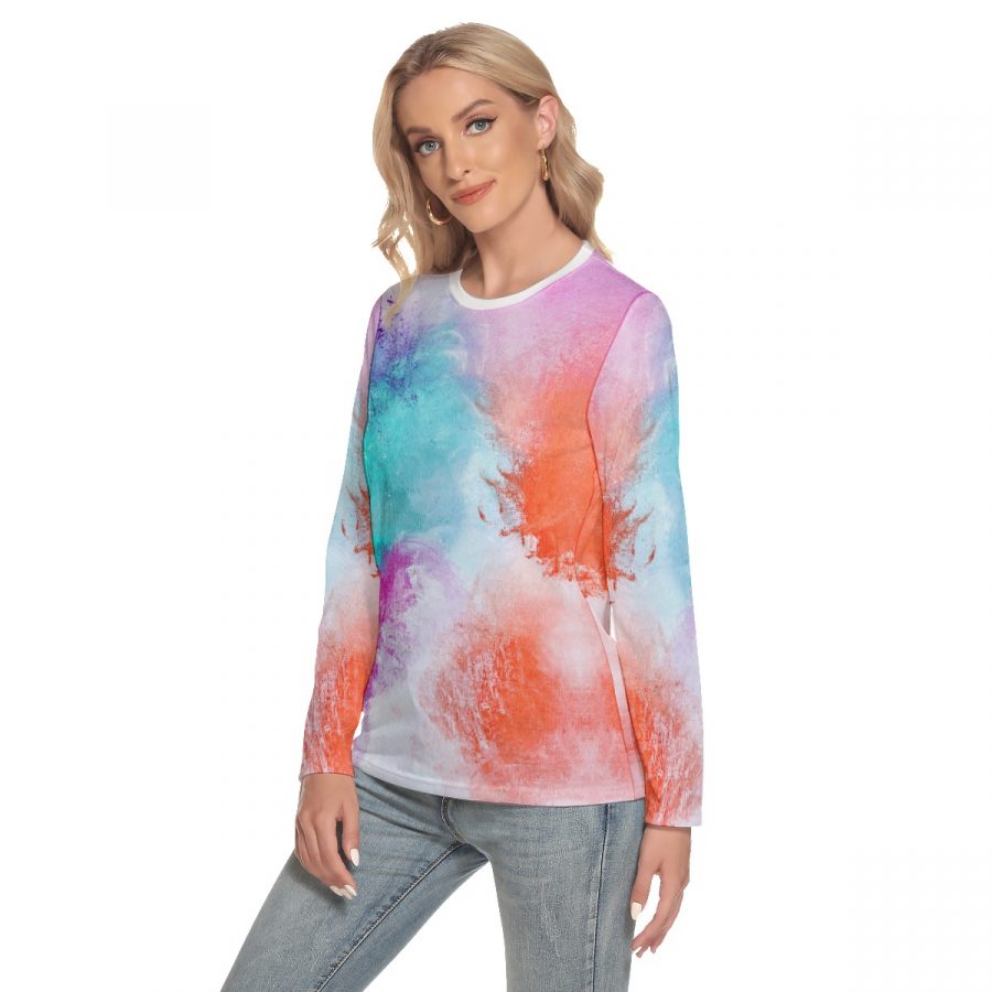 All-Over Print Women's O-neck Long Sleeve T-shirt - Image 3
