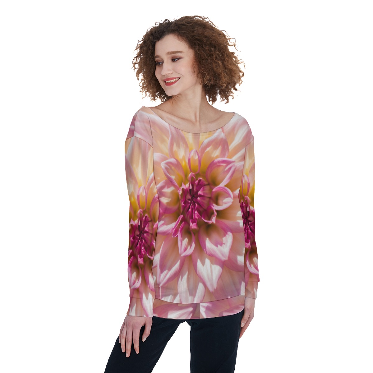 All-Over Print Women's Off-Shoulder Sweatshirt - Image 2