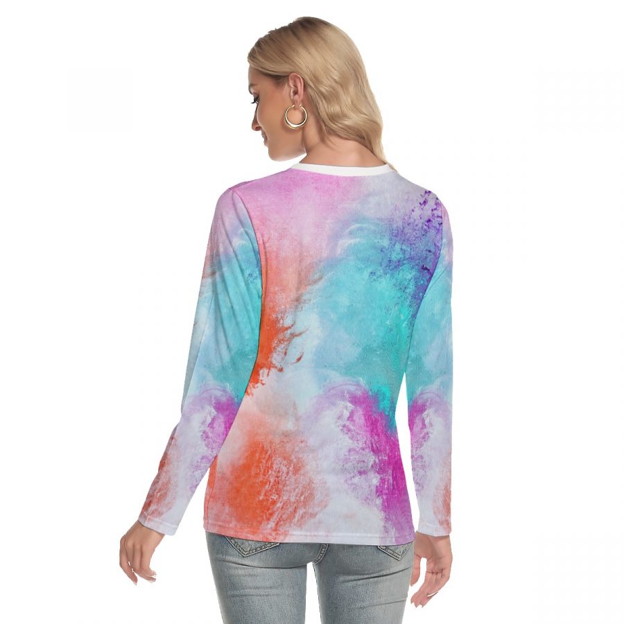 All-Over Print Women's O-neck Long Sleeve T-shirt - Image 4