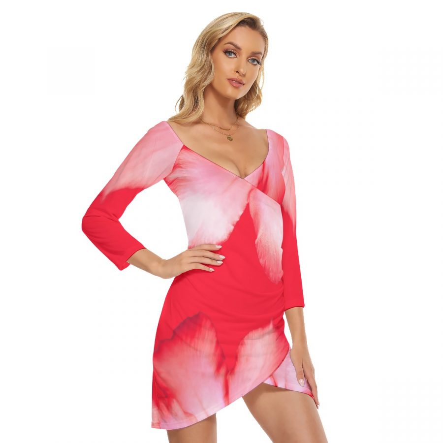 All-Over Print Women's Off-shoulder Long Sleeve Dress - Image 3