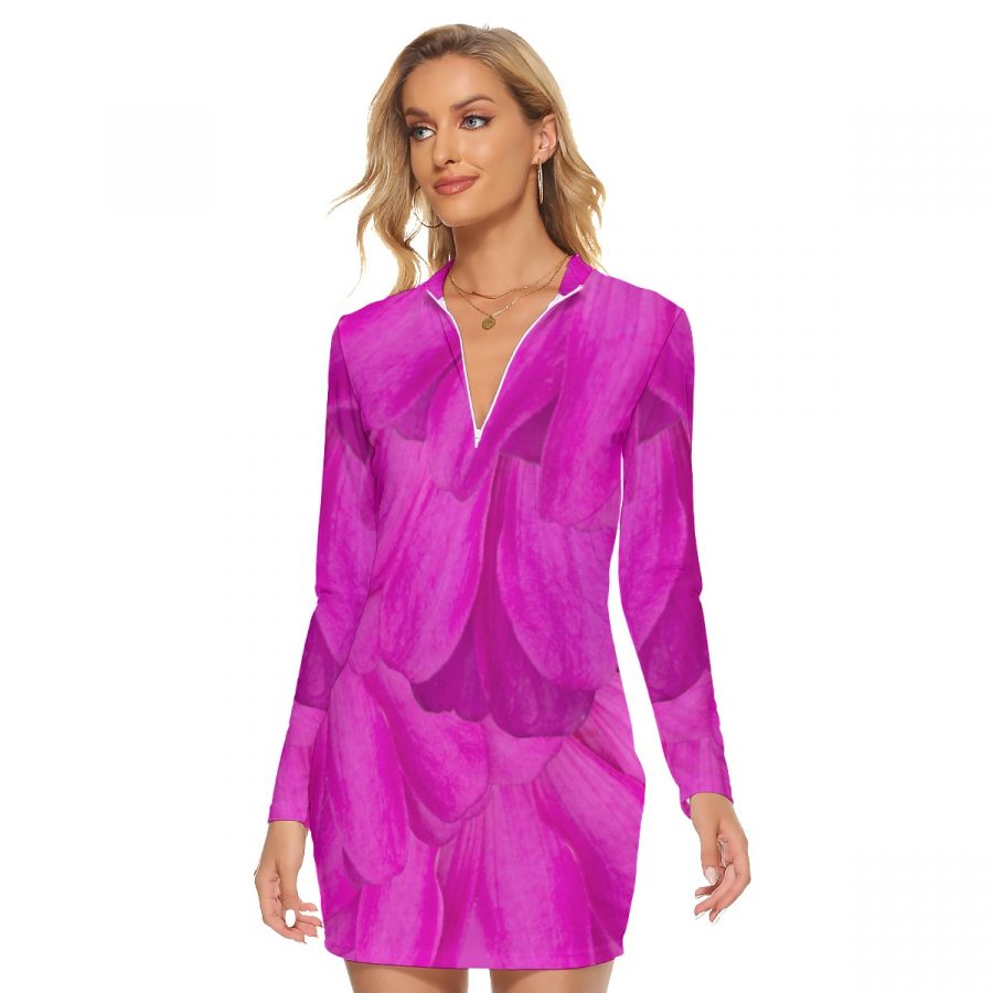 All-Over Print Women's Zip Front Tight Dress