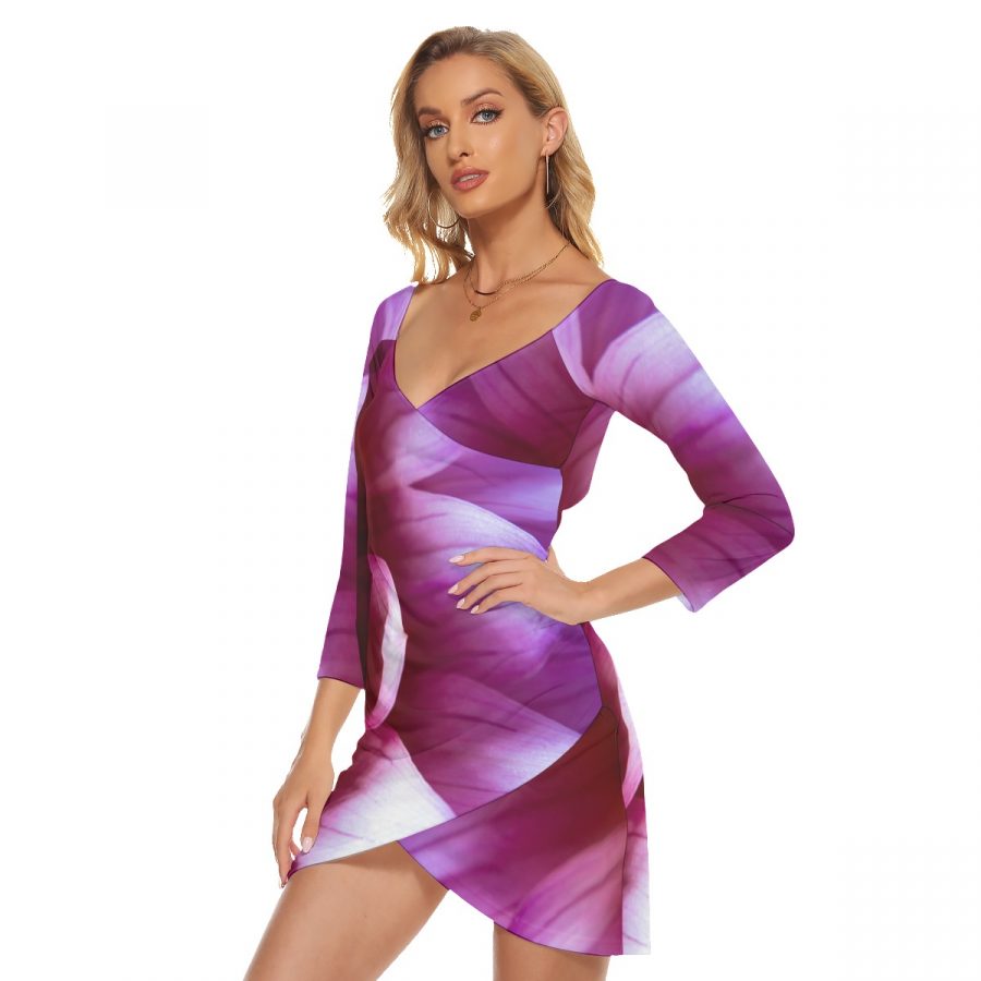 All-Over Print Women's Off-shoulder Long Sleeve Dress - Image 2