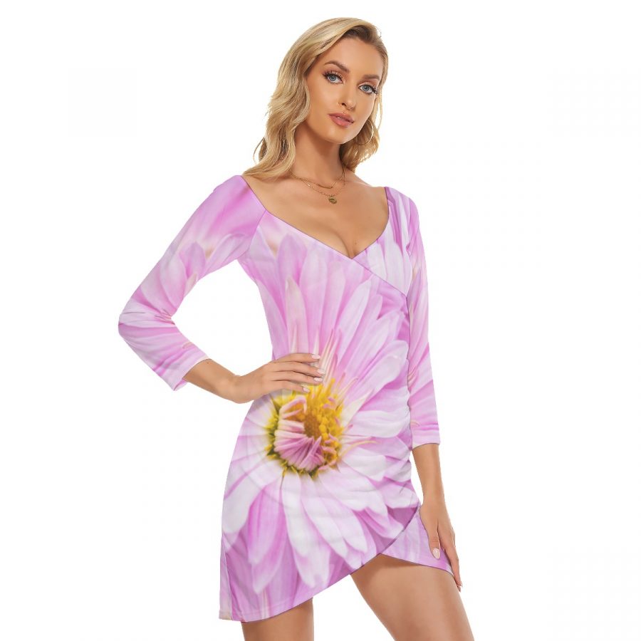 All-Over Print Women's Off-shoulder Long Sleeve Dress - Image 3